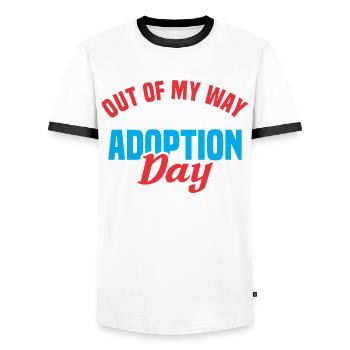 Adopte Adopte Père adopteur Mère adoptive - T-shirt contrasté Homme - blanc/noir - Devant - AI Model Female 172 light (172cm) & AI Model Male 178 dark (178cm)