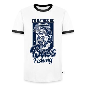 I'd Rather Be Bass Fish Fishing Funny Angler - Men's Ringer Shirt - white/black - Front - AI Model Female 172 light (172cm) & AI Model Male 178 dark (178cm)