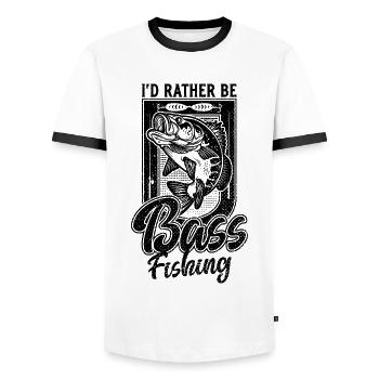 I'd Rather Be Bass Fish Fishing Funny Fisherman - Men's Ringer Shirt - white/black - Front - AI Model Female 172 light (172cm) & AI Model Male 178 dark (178cm)