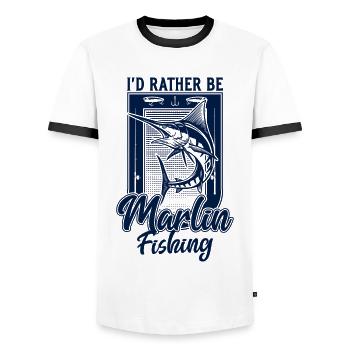 Ich wäre lieber Marlin Fish Fishing Fisherman - Männer Kontrast-T-Shirt - Weiß/Schwarz - Vorne - AI Model Female 172 light (172cm) & AI Model Male 178 dark (178cm)