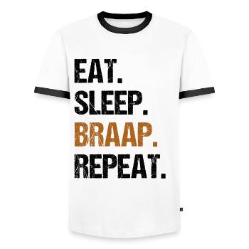 Mangez du sommeil Braap Répéter Drôle Dirt Bike Motocross - T-shirt contrasté Homme - blanc/noir - Devant - AI Model Female 172 light (172cm) & AI Model Male 178 dark (178cm)