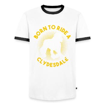 Clydesdale Horse Equestrian Sport Cheval de sang froid - T-shirt contrasté Homme - blanc/noir - Devant - AI Model Female 172 light (172cm) & AI Model Male 178 dark (178cm)