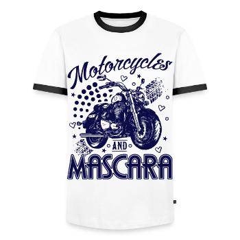 Motos Et Mascara Moto Femme Motard - T-shirt contrasté Homme - blanc/noir - Devant - AI Model Female 172 light (172cm) & AI Model Male 178 dark (178cm)
