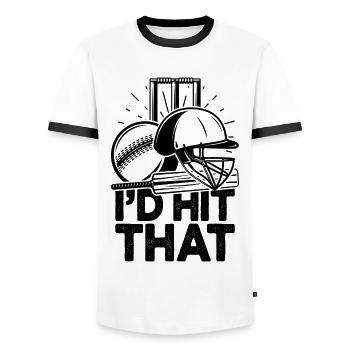 Ich würde diese lustigen Cricket-Cricketspieler treffen - Männer Kontrast-T-Shirt - Weiß/Schwarz - Vorne - AI Model Female 172 light (172cm) & AI Model Male 178 dark (178cm)