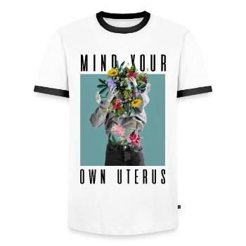 Mind Your Own Uterus My Body My Choice Floral - Männer Kontrast-T-Shirt - Weiß/Schwarz - Vorne - AI Model Female 172 light (172cm) & AI Model Male 178 dark (178cm)