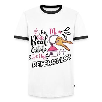 Real Estate Agent Realtor Home Closing Investor - Men's Ringer Shirt - white/black - Front - AI Model Female 172 light (172cm) & AI Model Male 178 dark (178cm)