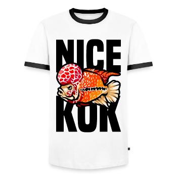Drôle de Flowerhorn Cichlid Tropical Fish Keeper - T-shirt contrasté Homme - blanc/noir - Devant - AI Model Female 172 light (172cm) & AI Model Male 178 dark (178cm)