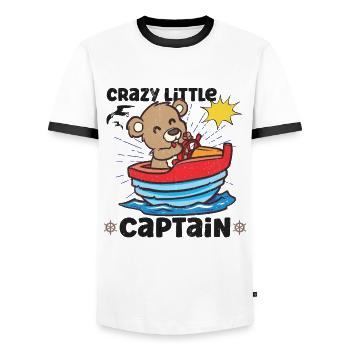 Voilier Voilier Bateau Kid Enfant Yacht Bateau - T-shirt contrasté Homme - blanc/noir - Devant - AI Model Female 172 light (172cm) & AI Model Male 178 dark (178cm)