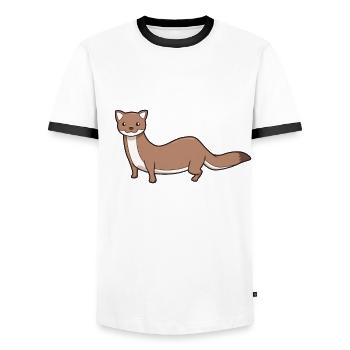 Kawaii Japan Weasel - Men's Ringer Shirt - white/black - Front - AI Model Female 172 light (172cm) & AI Model Male 178 dark (178cm)