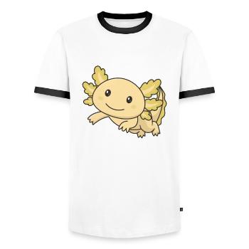 Axolotl cute animals kawaii anime funny axolotl - Men's Ringer Shirt - white/black - Front - AI Model Female 172 light (172cm) & AI Model Male 178 dark (178cm)