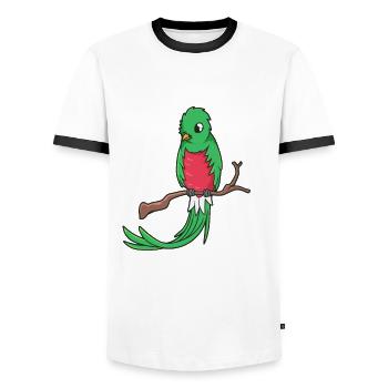 Kawaii Quetzal - Men's Ringer Shirt - white/black - Front - AI Model Female 172 light (172cm) & AI Model Male 178 dark (178cm)