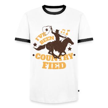 Musique country Musique du Sud Jazz Musique country - T-shirt contrasté Homme - blanc/noir - Devant - AI Model Female 172 light (172cm) & AI Model Male 178 dark (178cm)