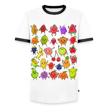 Comic Kawaii Fruits - Men's Ringer Shirt - white/black - Front - AI Model Female 172 light (172cm) & AI Model Male 178 dark (178cm)