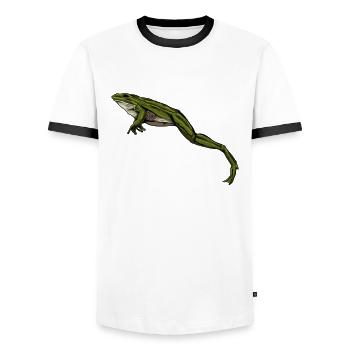 Frog jumps - Frogs - Men's Ringer Shirt - white/black - Front - AI Model Female 172 light (172cm) & AI Model Male 178 dark (178cm)