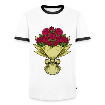 Roses Rouges - Bouquet - T-shirt contrasté Homme - blanc/noir - Devant - AI Model Female 172 light (172cm) & AI Model Male 178 dark (178cm)