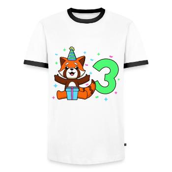 Mit Roter Panda - Kinder Geburtstag 3 Jahre - Männer Kontrast-T-Shirt - Weiß/Schwarz - Vorne - AI Model Female 172 light (172cm) & AI Model Male 178 dark (178cm)