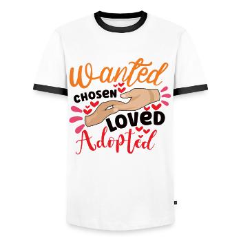 Funny Adoption Adoption Day Gifts - Men's Ringer Shirt - white/black - Front - AI Model Female 172 light (172cm) & AI Model Male 178 dark (178cm)