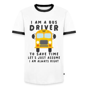 Funny School Bus Driver Appreciation anniversary - Männer Kontrast-T-Shirt - Weiß/Schwarz - Vorne - AI Model Female 172 light (172cm) & AI Model Male 178 dark (178cm)