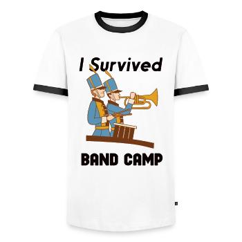 Marching Band Clarinetist School Rehearsal Music - Men's Ringer Shirt - white/black - Front - AI Model Female 172 light (172cm) & AI Model Male 178 dark (178cm)