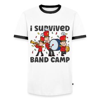 Marching Band Clarinetist School Rehearsal Music - Men's Ringer Shirt - white/black - Front - AI Model Female 172 light (172cm) & AI Model Male 178 dark (178cm)