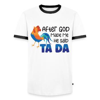 Poulet Fermier Cadeau Drôle Poulets Ferme de Campagne - T-shirt contrasté Homme - blanc/noir - Devant - AI Model Female 172 light (172cm) & AI Model Male 178 dark (178cm)