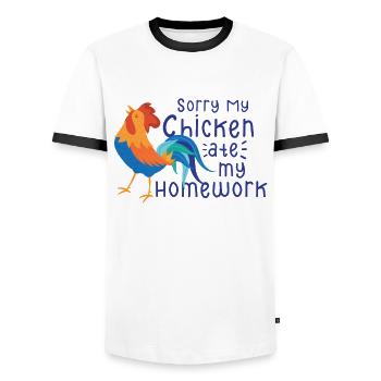 Poulet Fermier Cadeau Drôle Poulets Ferme de Campagne - T-shirt contrasté Homme - blanc/noir - Devant - AI Model Female 172 light (172cm) & AI Model Male 178 dark (178cm)