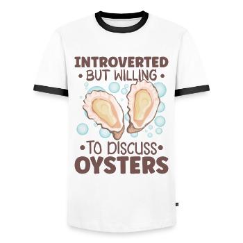 Oyster Lovers Funny Oyster Oyster Shucker - Men's Ringer Shirt - white/black - Front - AI Model Female 172 light (172cm) & AI Model Male 178 dark (178cm)