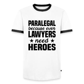 Rechtsanwaltsfachangestellter Rechtsanwalt - Männer Kontrast-T-Shirt - Weiß/Schwarz - Vorne - AI Model Female 172 light (172cm) & AI Model Male 178 dark (178cm)
