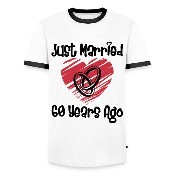 Je viens de me marier il y a 60 ans 60e anniversaire de mariage - T-shirt contrasté Homme - blanc/noir - Devant - AI Model Female 172 light (172cm) & AI Model Male 178 dark (178cm)