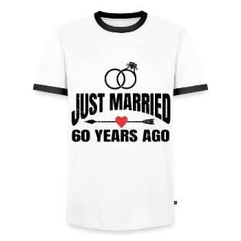 Je viens de me marier il y a 60 ans 60e anniversaire de mariage - T-shirt contrasté Homme - blanc/noir - Devant - AI Model Female 172 light (172cm) & AI Model Male 178 dark (178cm)