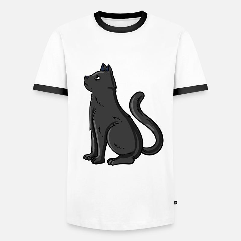Schwarze Katze - Männer Kontrast-T-Shirt - Weiß/Schwarz