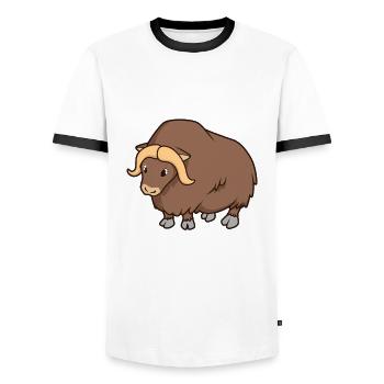 Kawaii Musk Ox - Men's Ringer Shirt - white/black - Front - AI Model Female 172 light (172cm) & AI Model Male 178 dark (178cm)
