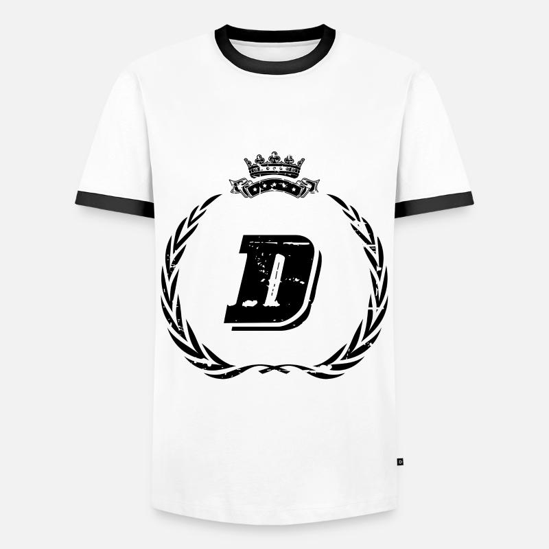 D Buchstabe Kranz - Männer Kontrast-T-Shirt - Weiß/Schwarz
