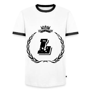 Couronne de lettre L - T-shirt contrasté Homme - blanc/noir - Devant - AI Model Female 172 light (172cm) & AI Model Male 178 dark (178cm)