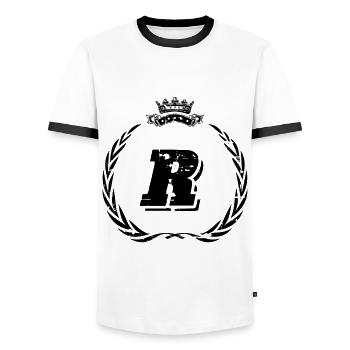 R letter wreath - Men's Ringer Shirt - white/black - Front - AI Model Female 172 light (172cm) & AI Model Male 178 dark (178cm)