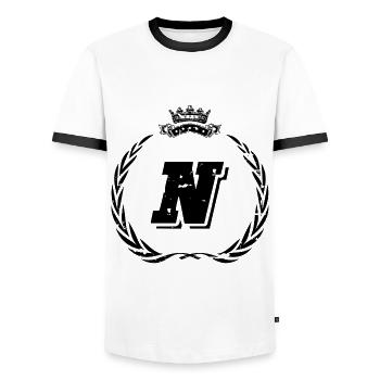 N Buchstabe Kranz - Männer Kontrast-T-Shirt - Weiß/Schwarz - Vorne - AI Model Female 172 light (172cm) & AI Model Male 178 dark (178cm)