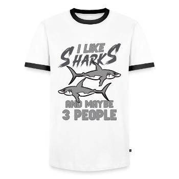 Shark Ocean Predator Sea Creature - Männer Kontrast-T-Shirt - Weiß/Schwarz - Vorne - AI Model Female 172 light (172cm) & AI Model Male 178 dark (178cm)