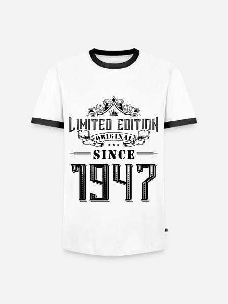 1947 limited edition - Men's Ringer Shirt - white/black