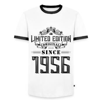 1956 Limited Edition - Men's Ringer Shirt - white/black - Front - AI Model Female 172 light (172cm) & AI Model Male 178 dark (178cm)