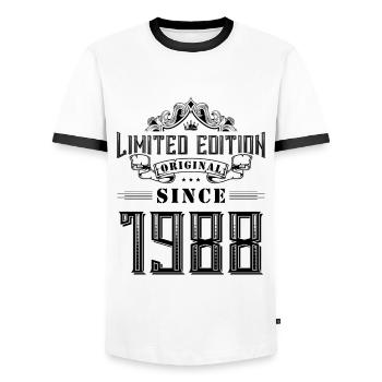 1988 limited edition - Männer Kontrast-T-Shirt - Weiß/Schwarz - Vorne - AI Model Female 172 light (172cm) & AI Model Male 178 dark (178cm)