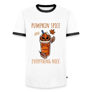 Pumpkin Autumn Halloween - Men's Ringer Shirt - white/black - Front - AI Model Female 172 light (172cm) & AI Model Male 178 dark (178cm)