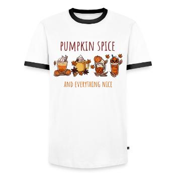 Pumpkin Autumn - Men's Ringer Shirt - white/black - Front - AI Model Female 172 light (172cm) & AI Model Male 178 dark (178cm)