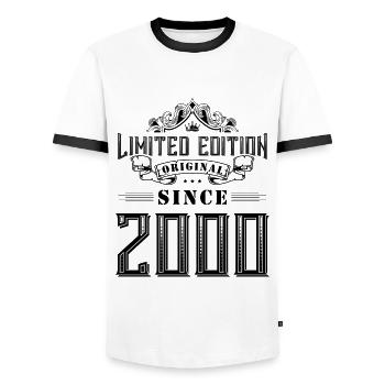 2000 limited edition - Männer Kontrast-T-Shirt - Weiß/Schwarz - Vorne - AI Model Female 172 light (172cm) & AI Model Male 178 dark (178cm)