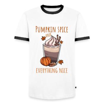 Pumpkin Autumn - Men's Ringer Shirt - white/black - Front - AI Model Female 172 light (172cm) & AI Model Male 178 dark (178cm)