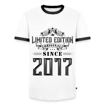Édition limitée 2017 - T-shirt contrasté Homme - blanc/noir - Devant - AI Model Female 172 light (172cm) & AI Model Male 178 dark (178cm)