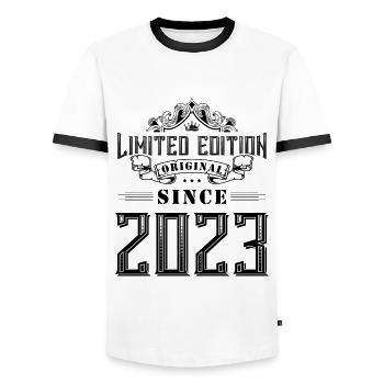Édition limitée 2023 - T-shirt contrasté Homme - blanc/noir - Devant - AI Model Female 172 light (172cm) & AI Model Male 178 dark (178cm)