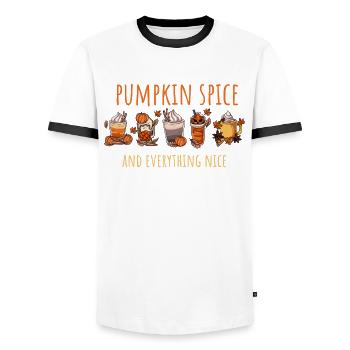 Pumpkin Autumn - Men's Ringer Shirt - white/black - Front - AI Model Female 172 light (172cm) & AI Model Male 178 dark (178cm)