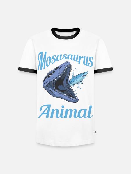 Meeresbiologe Mosasaurus Uhrzeit Dinosaurier - Männer Kontrast-T-Shirt - Weiß/Schwarz