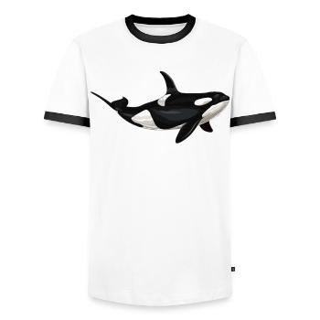 Orque Biologiste marin Épaulard épaulard - T-shirt contrasté Homme - blanc/noir - Devant - AI Model Female 172 light (172cm) & AI Model Male 178 dark (178cm)
