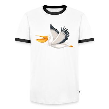 Pelikan Pelikane Vögel Wasservogel - Männer Kontrast-T-Shirt - Weiß/Schwarz - Vorne - AI Model Female 172 light (172cm) & AI Model Male 178 dark (178cm)